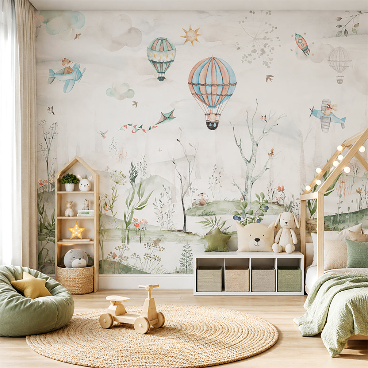 Cloud Chasers | Hot Air Balloon Kids Mural Wallpaper
