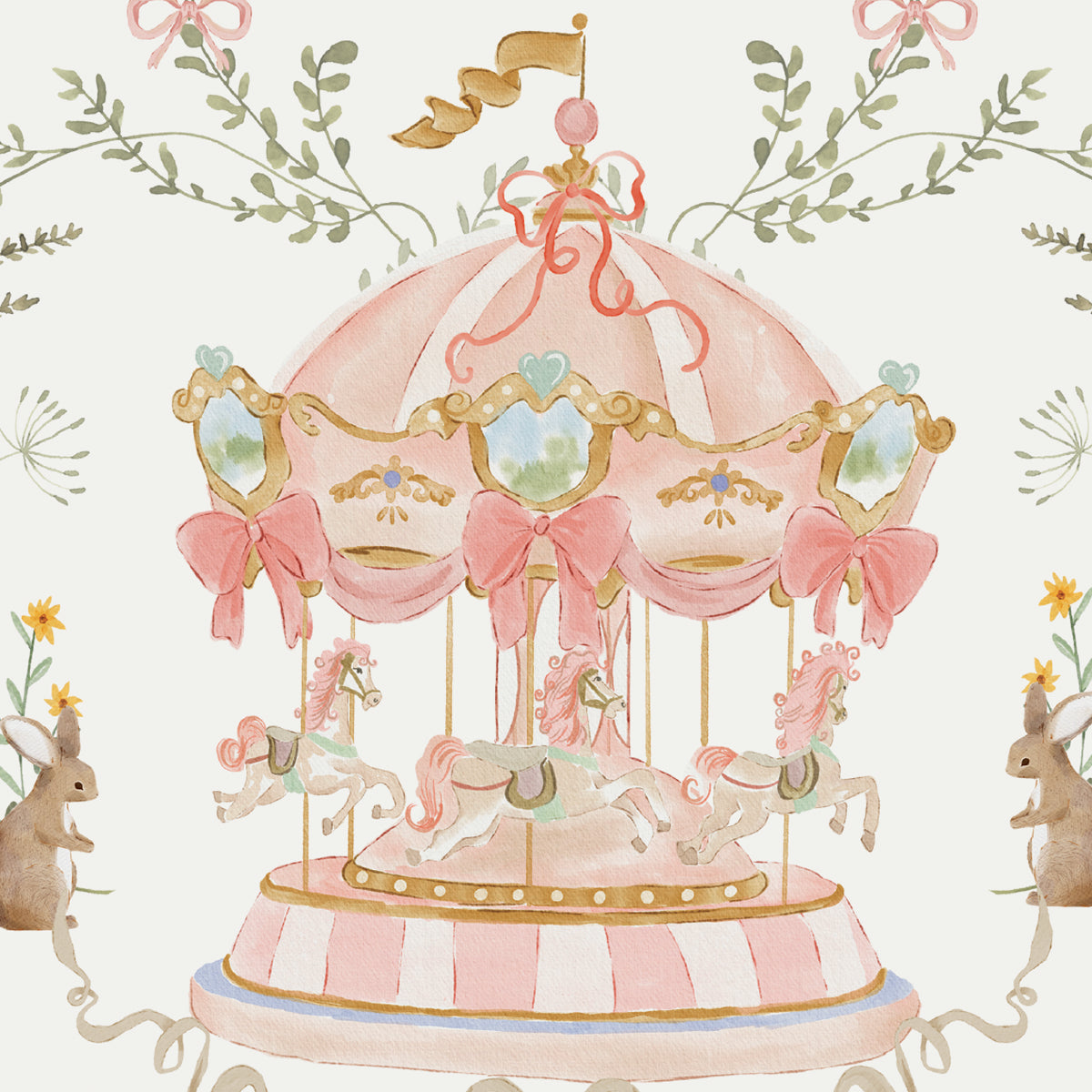 Carousel Dreams | Whimsical Girls' Bedroom Wallpaper