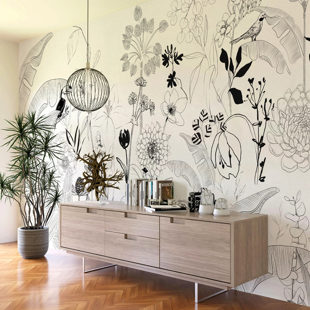 Elysium | Monochrome Botanical Wall Mural