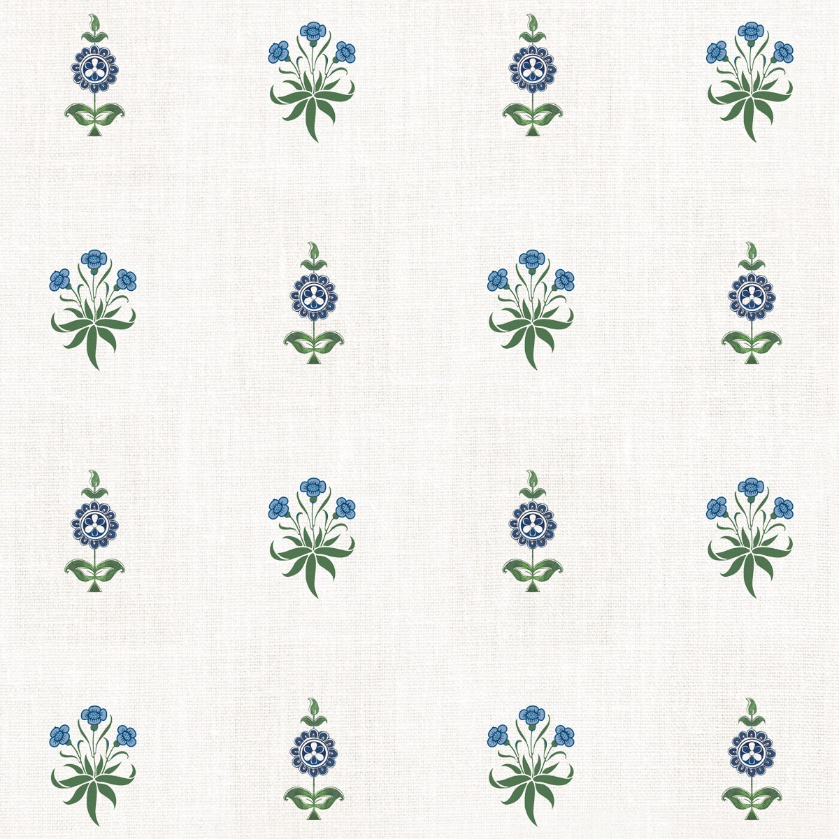 Indigo Blooms | Indian Block Print Floral Wallpaper