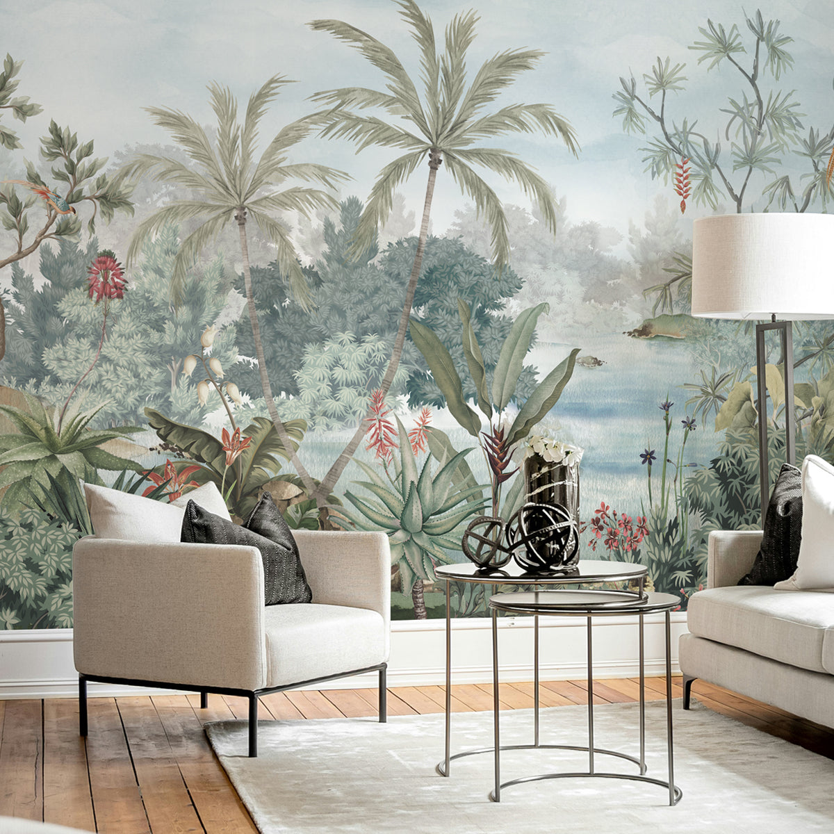 Lagoon Garden | Tropical Jungle Landscape Wall Mural