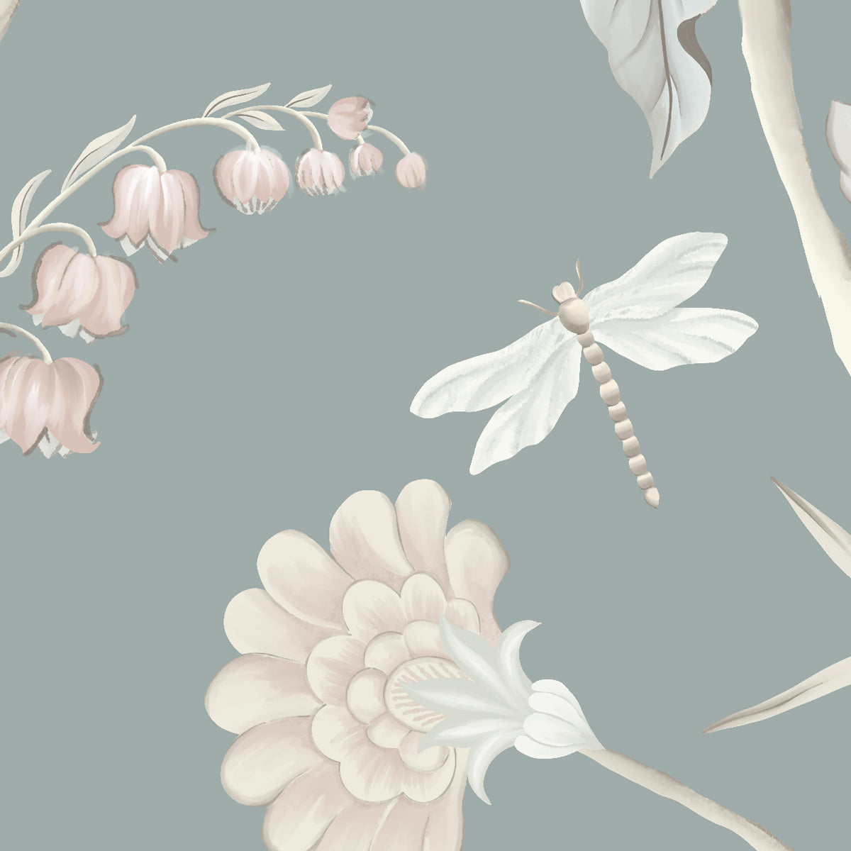 The Quiet Canopy | Botanical Trailing Vine Blue Floral Wallpaper