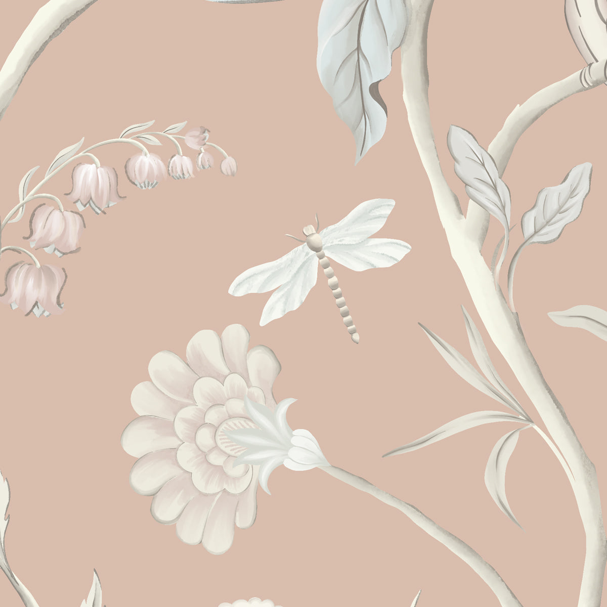 The Quiet Canopy | Botanical Trailing Vine Pink Floral Wallpaper