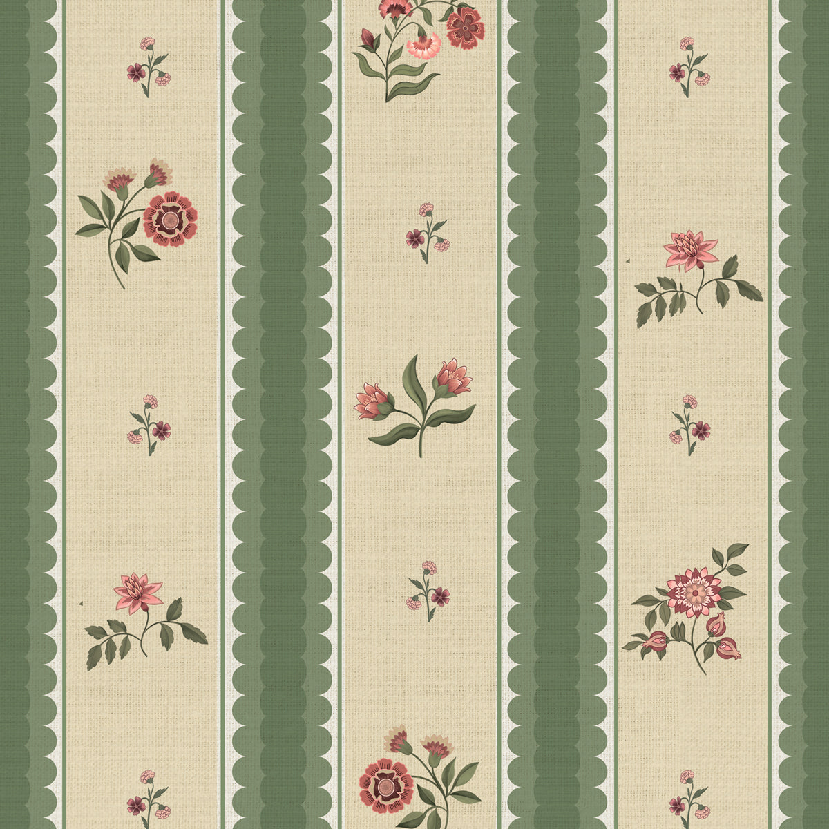 Roseline | Floral Stripe Peel & Stick Half Wallpaper