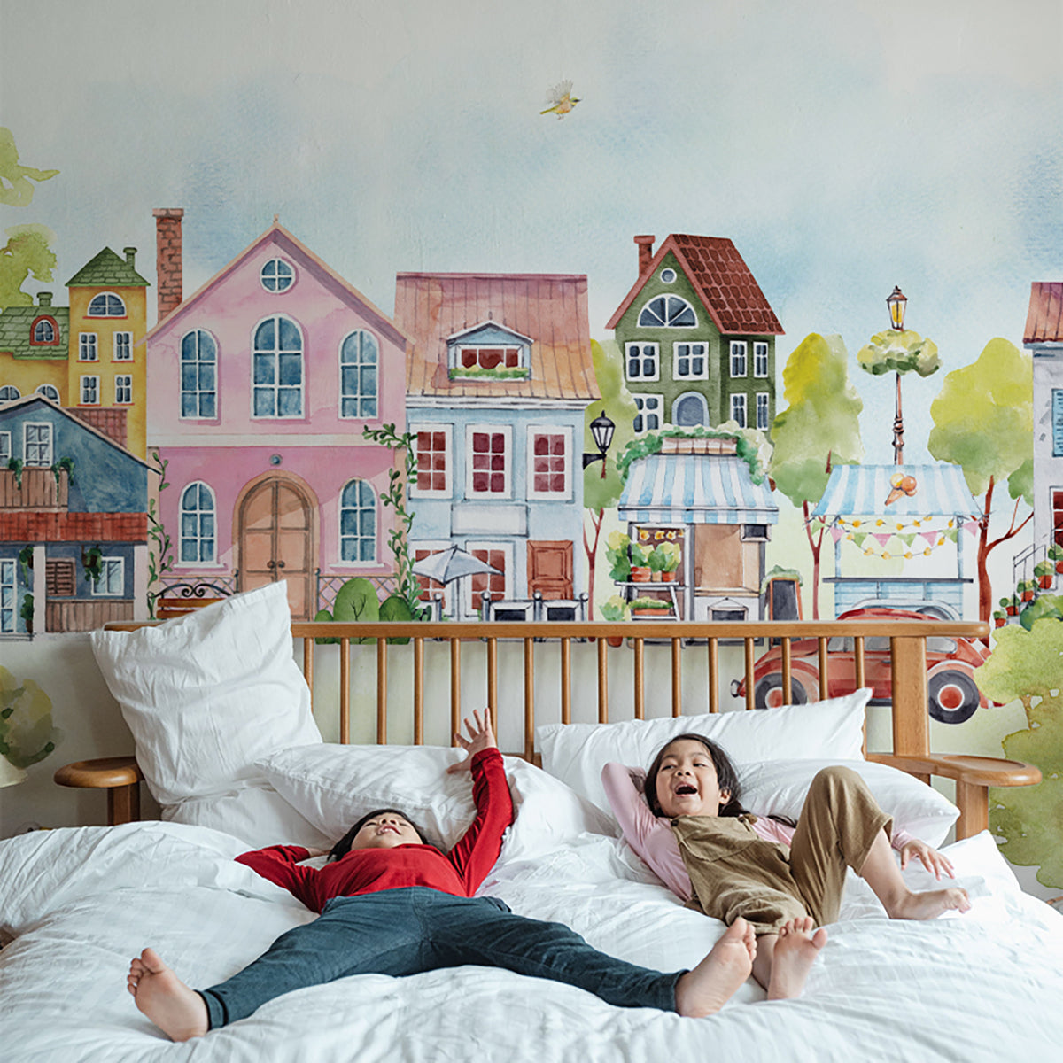 Sunny Street | Watercolour Kids Room Storybook Wall Mural