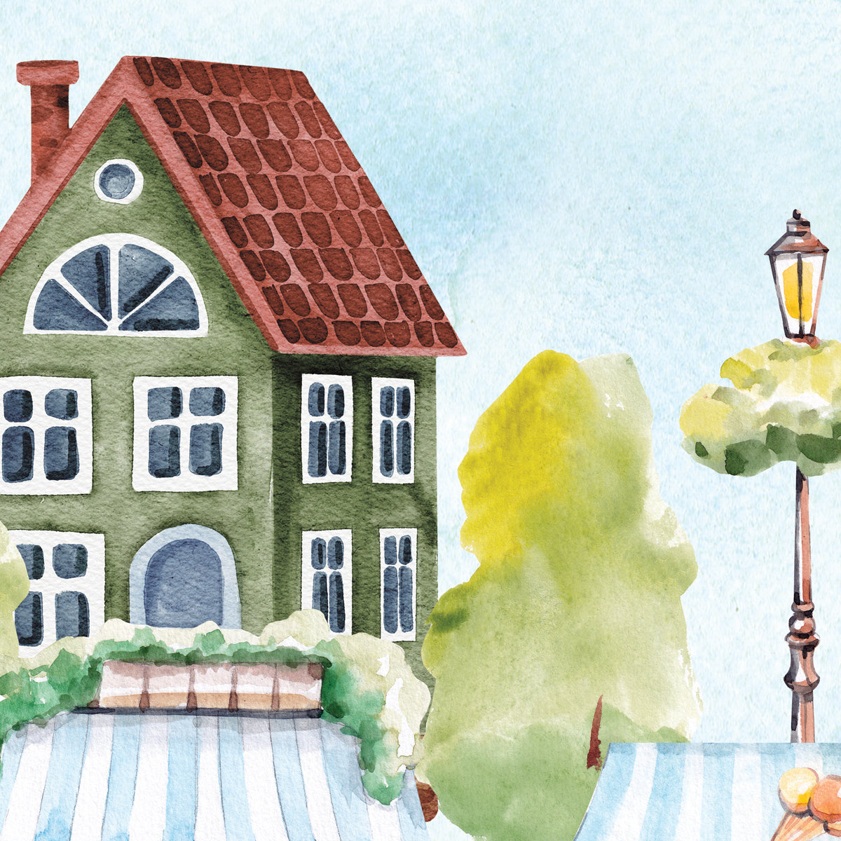 Sunny Street | Watercolour Kids Room Storybook Wall Mural