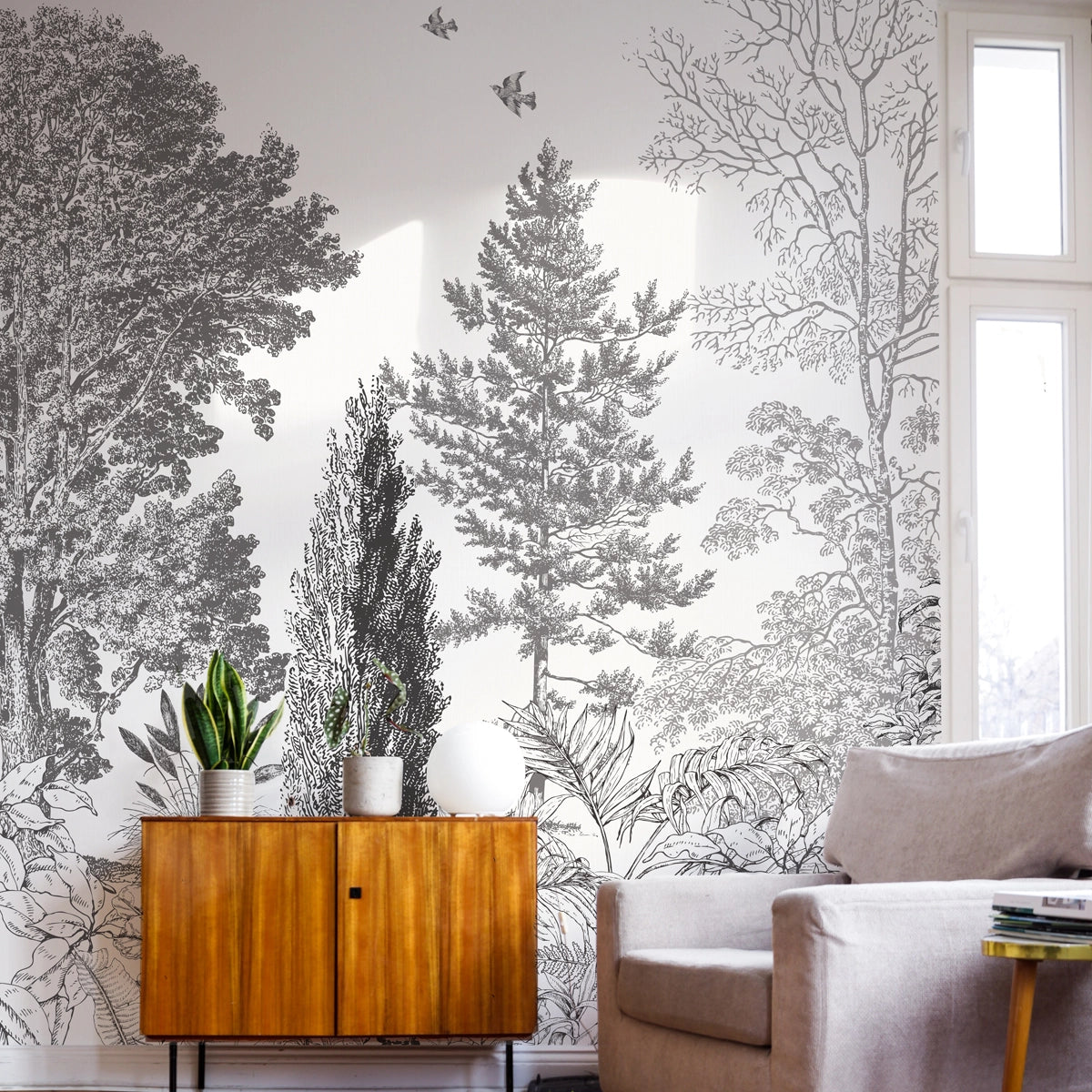 Timberland | Monochrome Forest Botanical Wall Mural