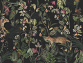 Midnight Jungle Botanical Wallpaper | Dark Tropical Wildlife Mural
