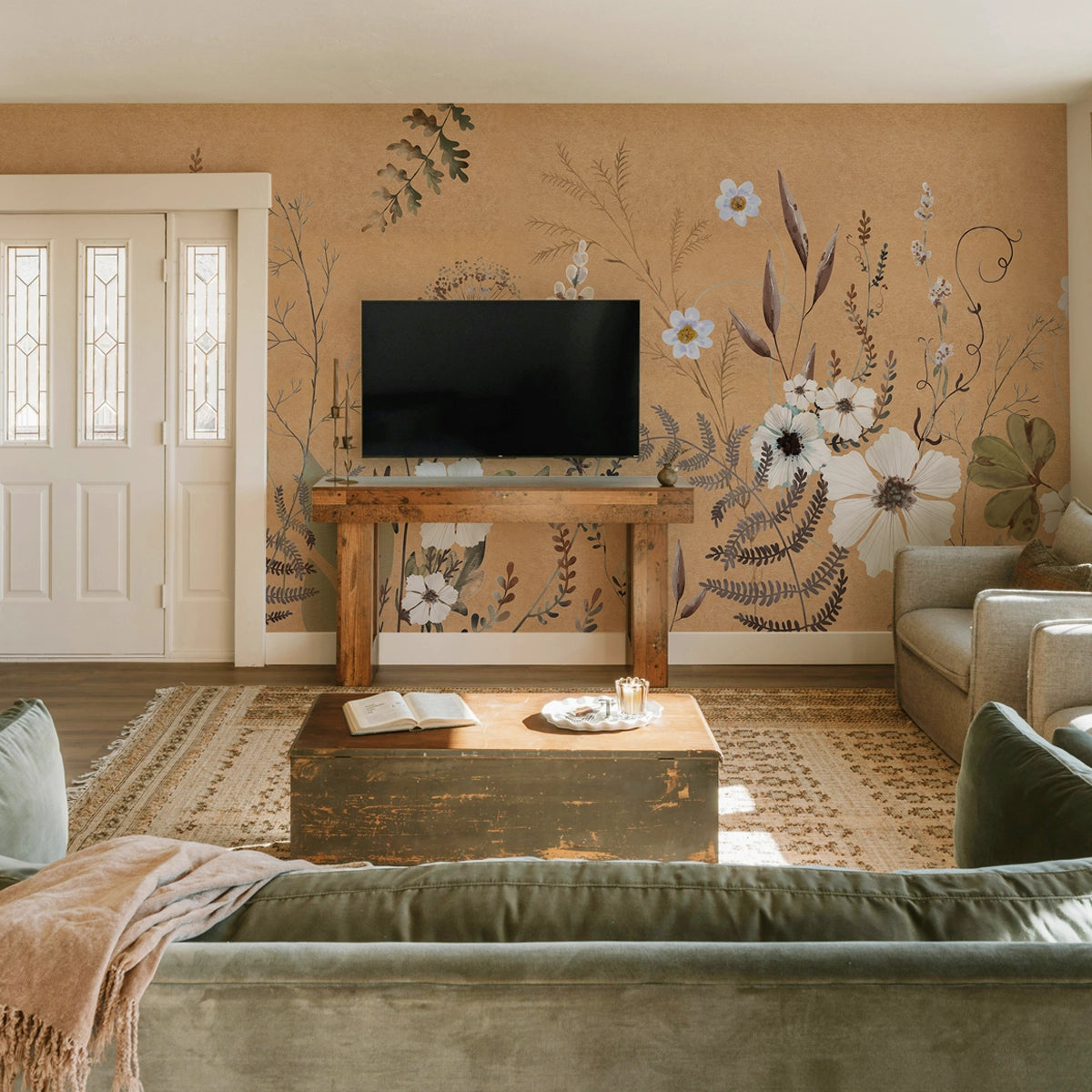 Amber Prairie | Wildflower Earthy Botanical Mural Wallpaper