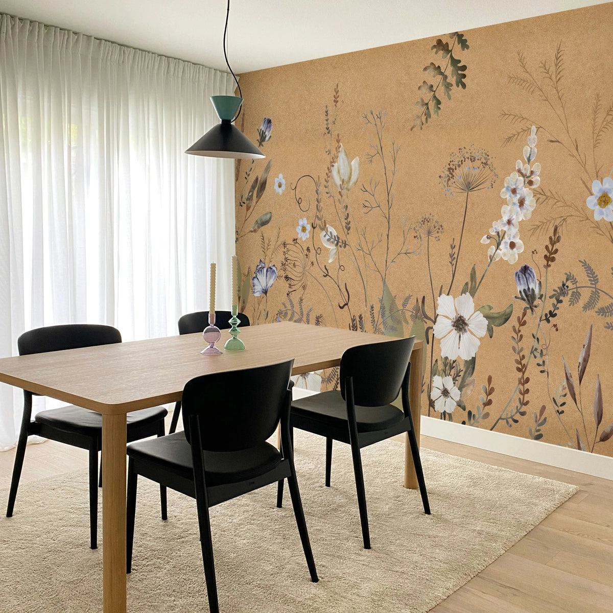 Amber Prairie | Wildflower Earthy Botanical Mural Wallpaper