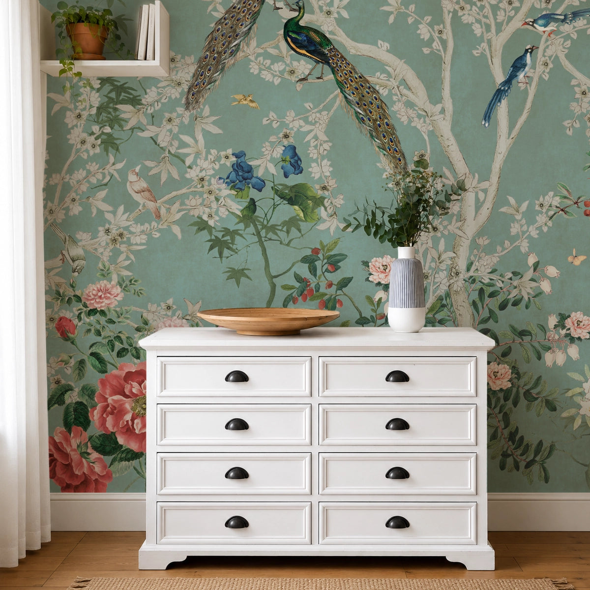Arboretum | Exotic Chinoiserie Peacock Wall Mural