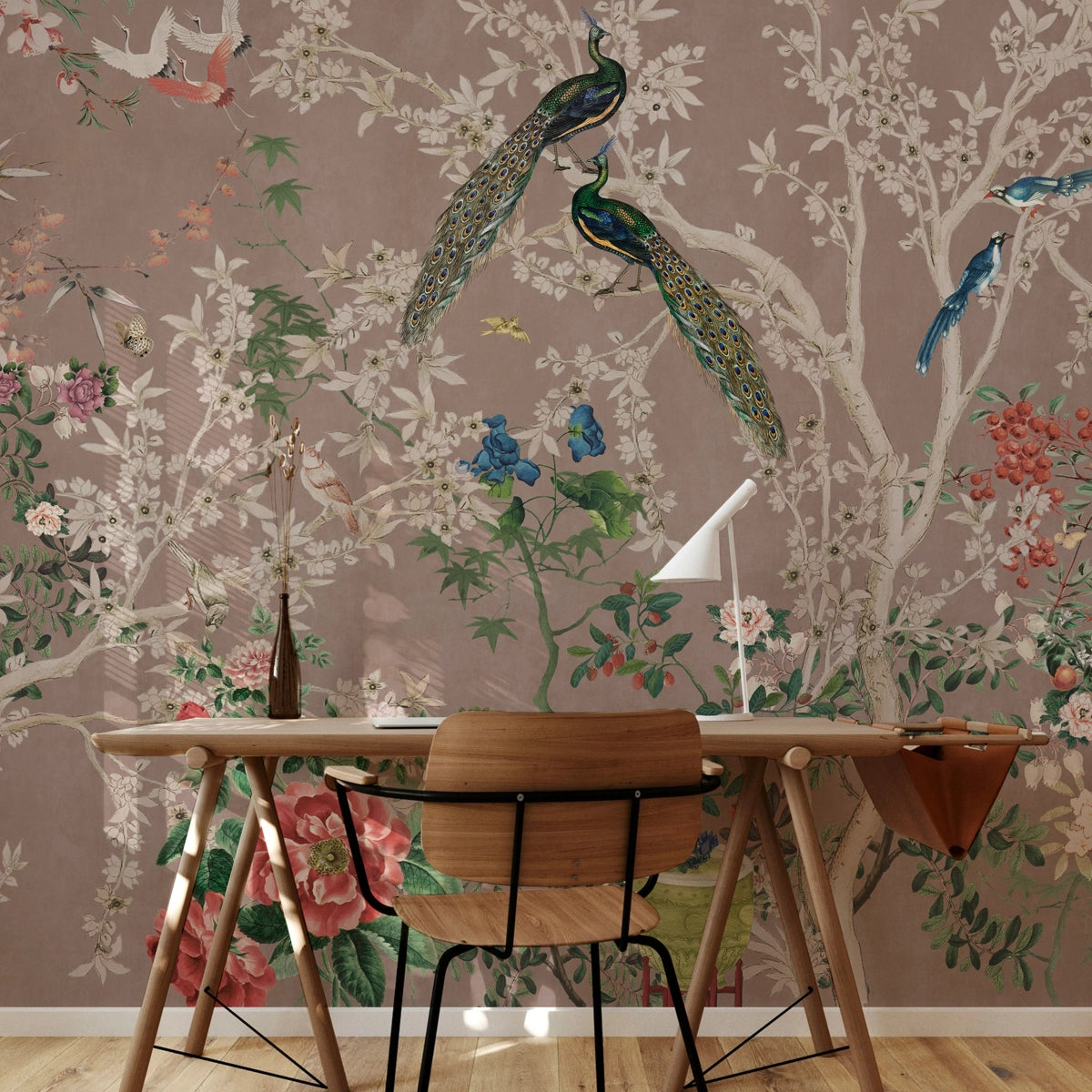 Arboretum | Exotic Chinoiserie Peacock Wall Mural