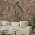 Arboretum | Exotic Chinoiserie Peacock Pink Wall Mural