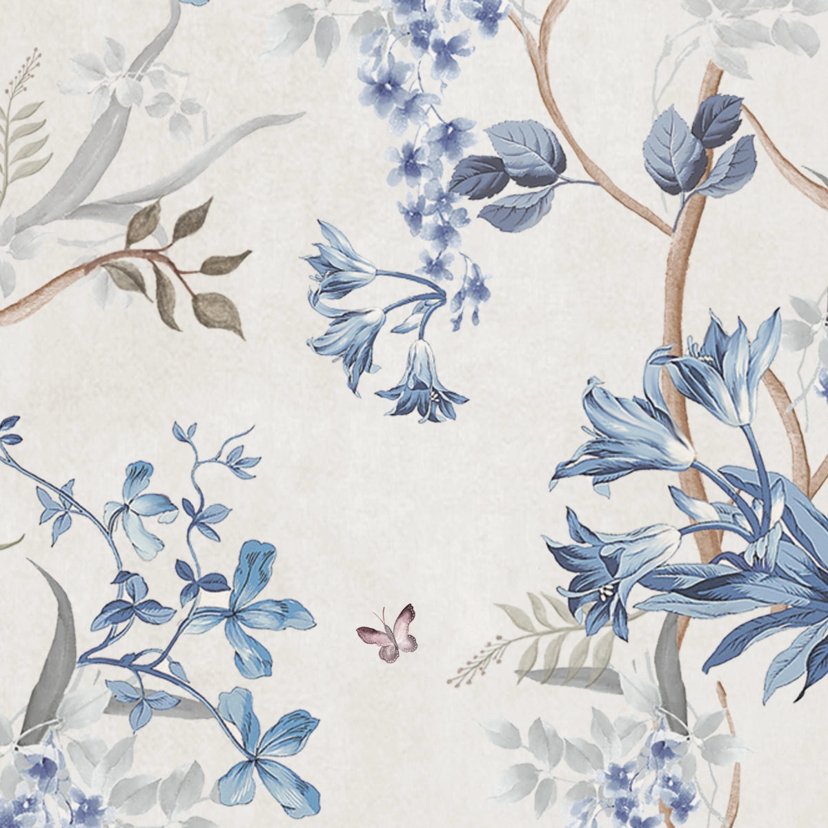Blue Whisper | Botanical Trailing Floral Wallpaper