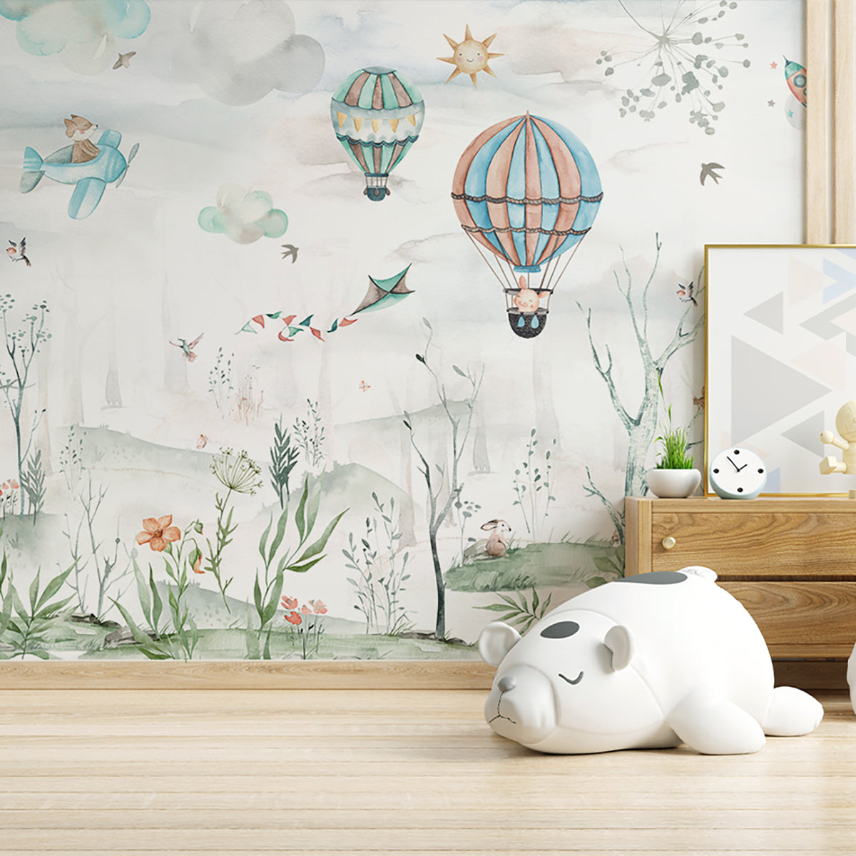Cloud Chasers | Hot Air Balloon Kids Mural Wallpaper