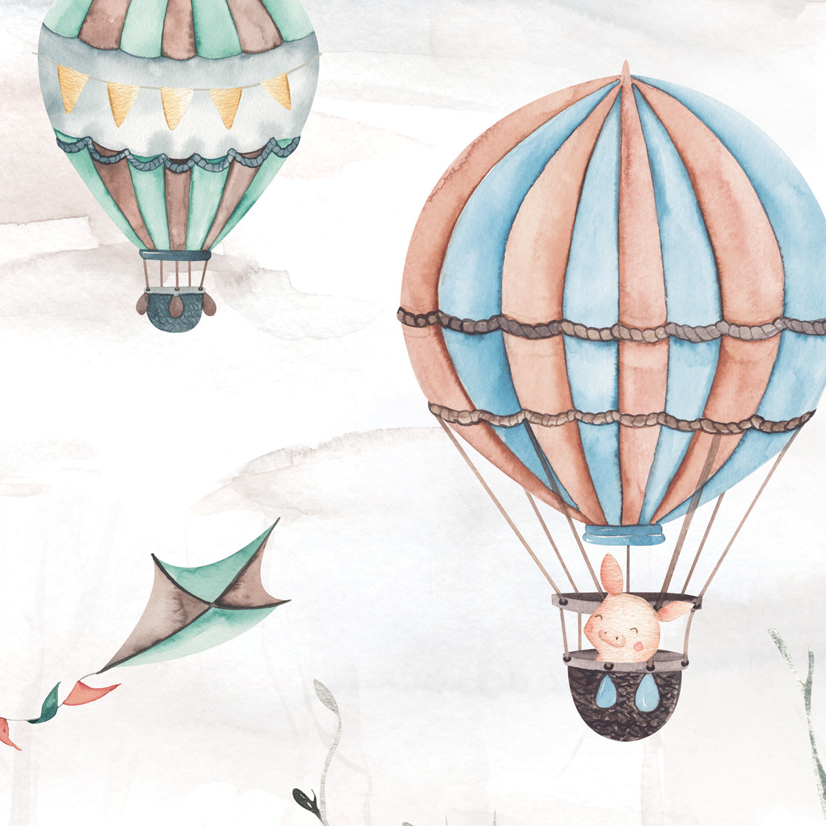 Cloud Chasers | Hot Air Balloon Kids Mural Wallpaper