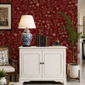 Crimson Meadow | Dark Floral Botanical Wallpaper
