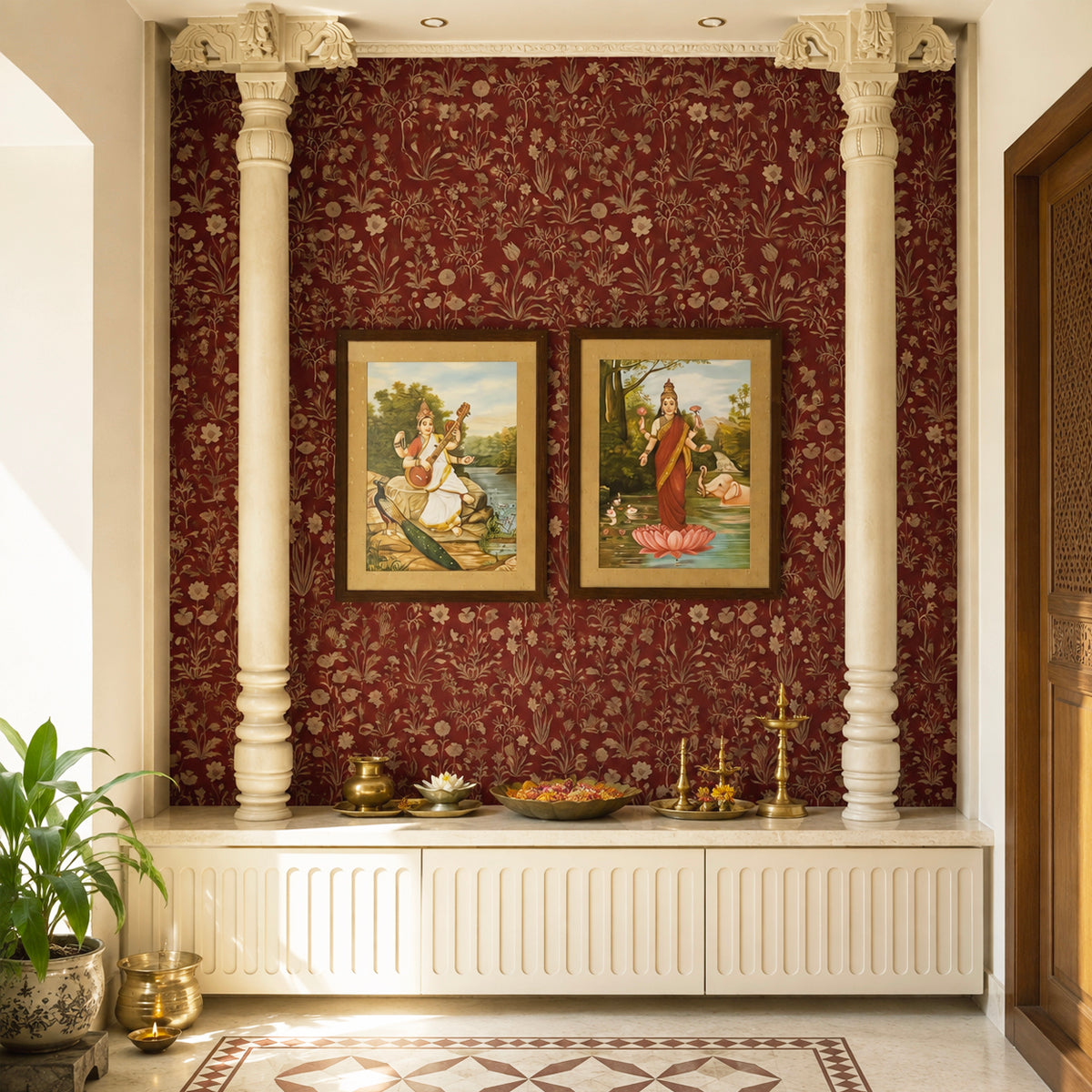 Crimson Meadow | Dark Floral Botanical Wallpaper