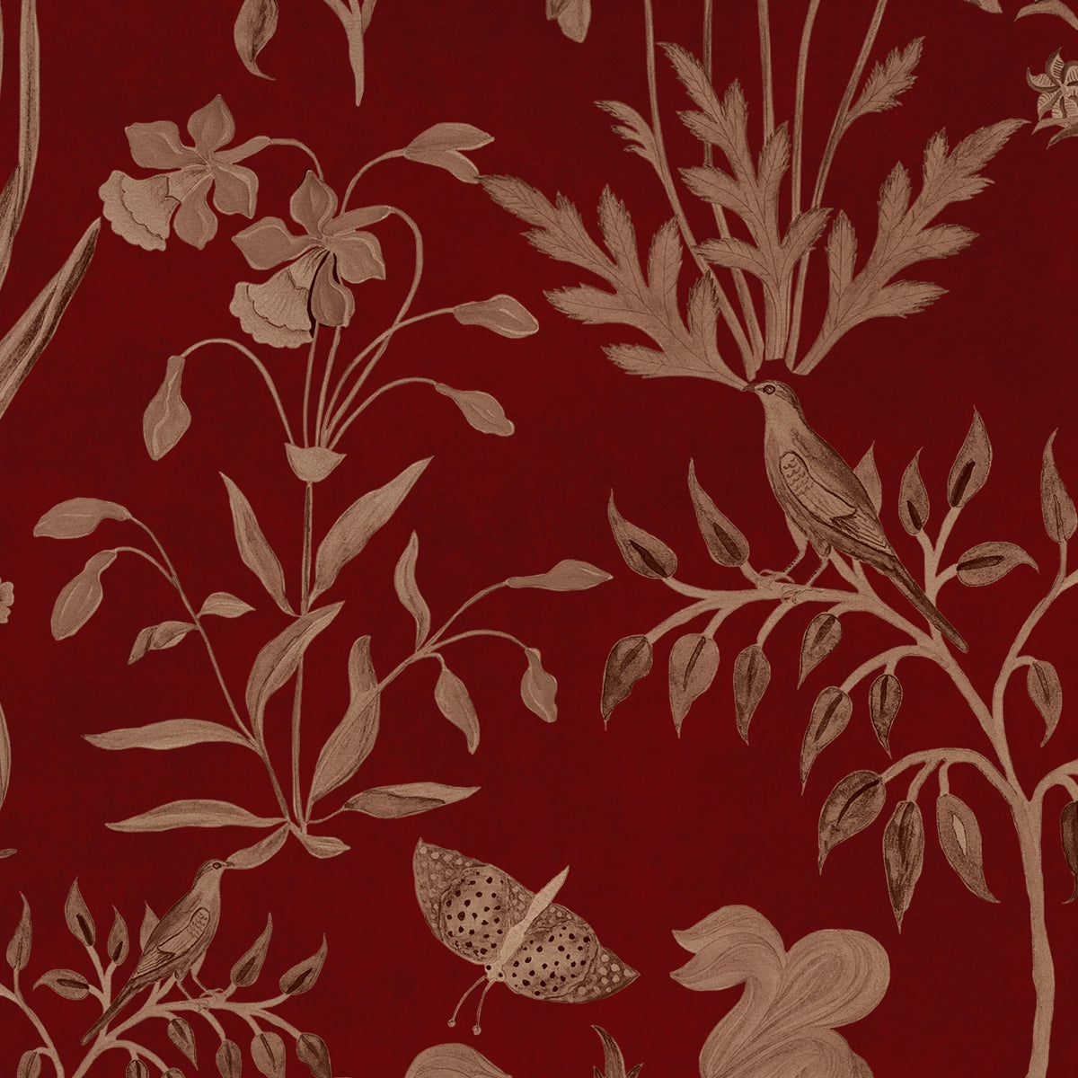 Crimson Meadow | Dark Floral Botanical Wallpaper