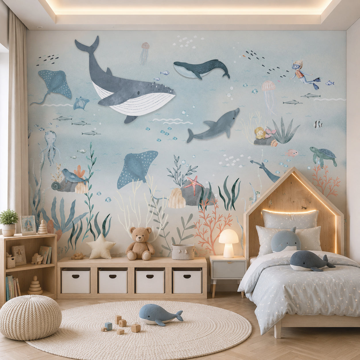 Deep Blue Dream | Underwater Ocean Kids Mural Wallpaper