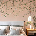 Dancing Tree | Pink Chinoiserie Bird & Blossom Wall Mural