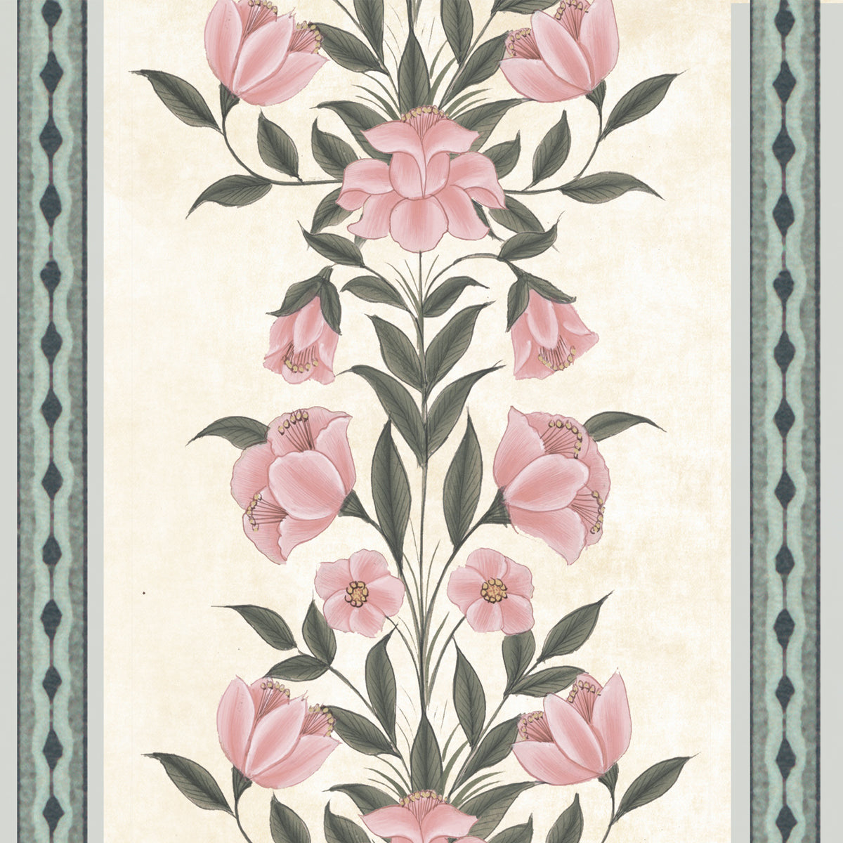 Garden Pillar | Floral Stripe Peel & Stick Half Wallpaper