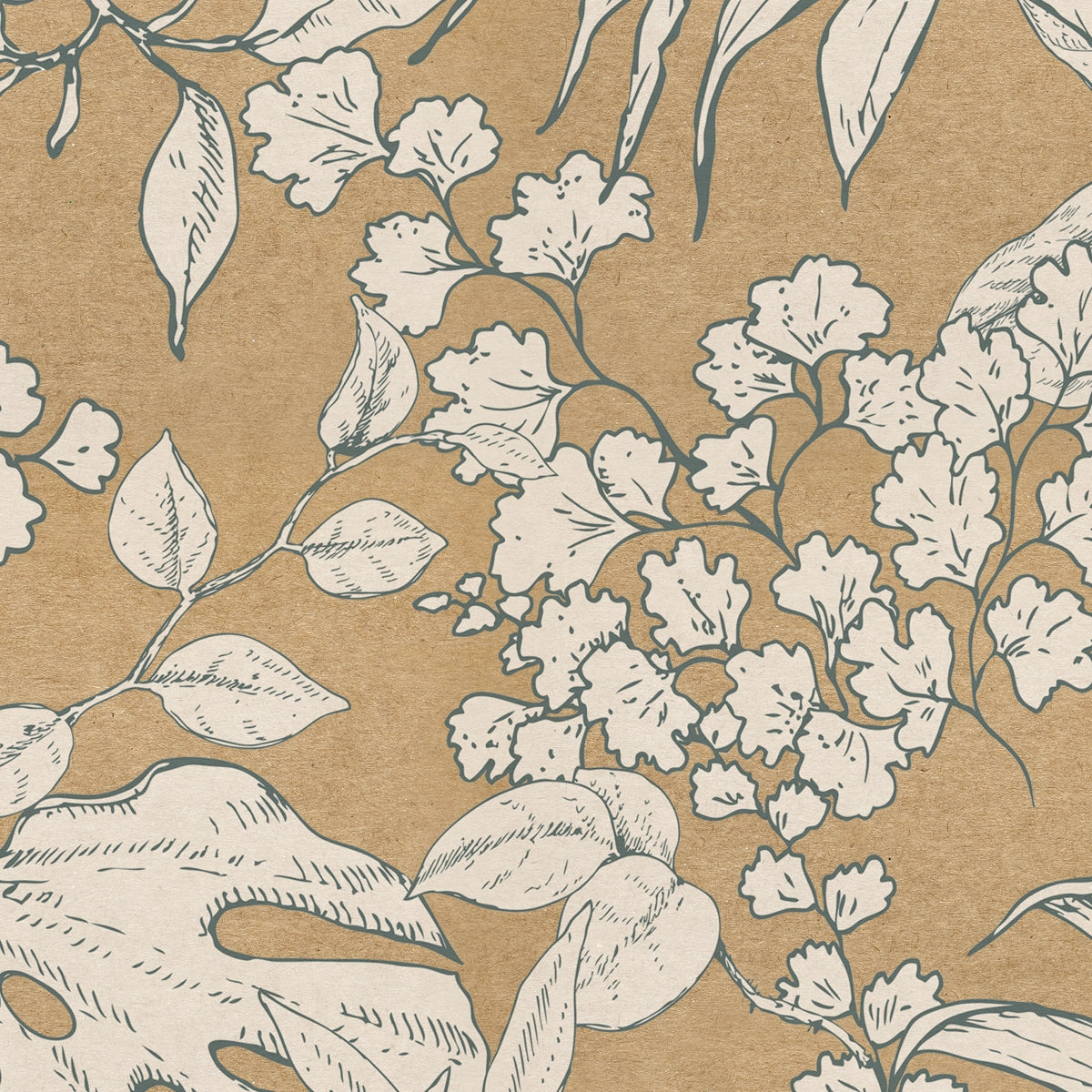 Botanica Kraft Tales | Tropical Leaf Foliage Botanical Wallpaper