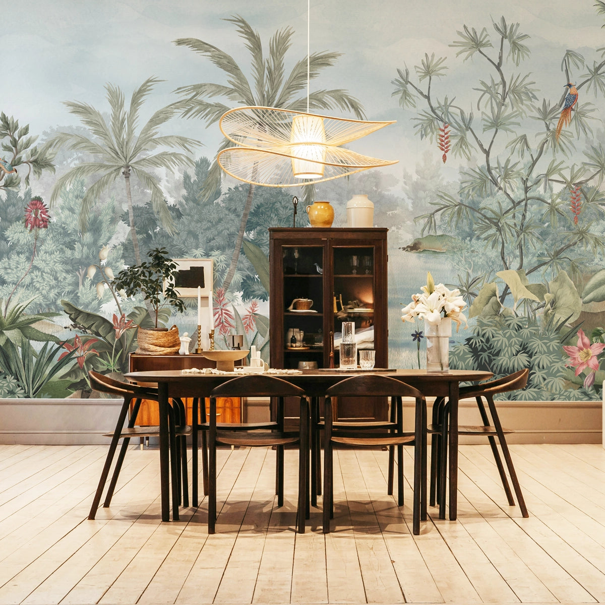 Lagoon Garden | Tropical Jungle Landscape Wall Mural