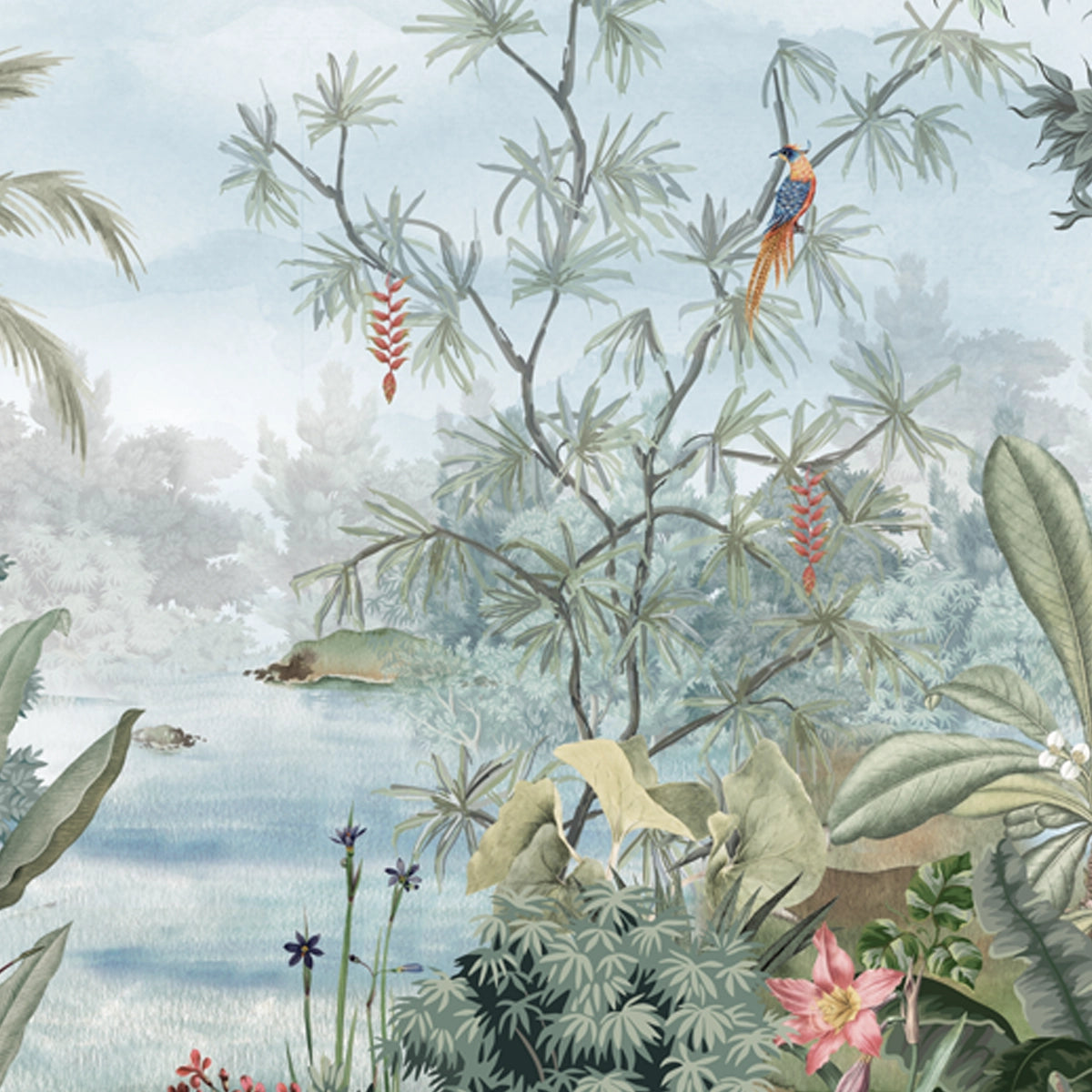 Lagoon Garden | Tropical Jungle Landscape Wall Mural