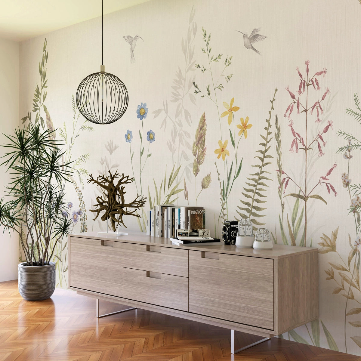 Meadow Drift | Botanical Grass & Wildflower Wall Mural