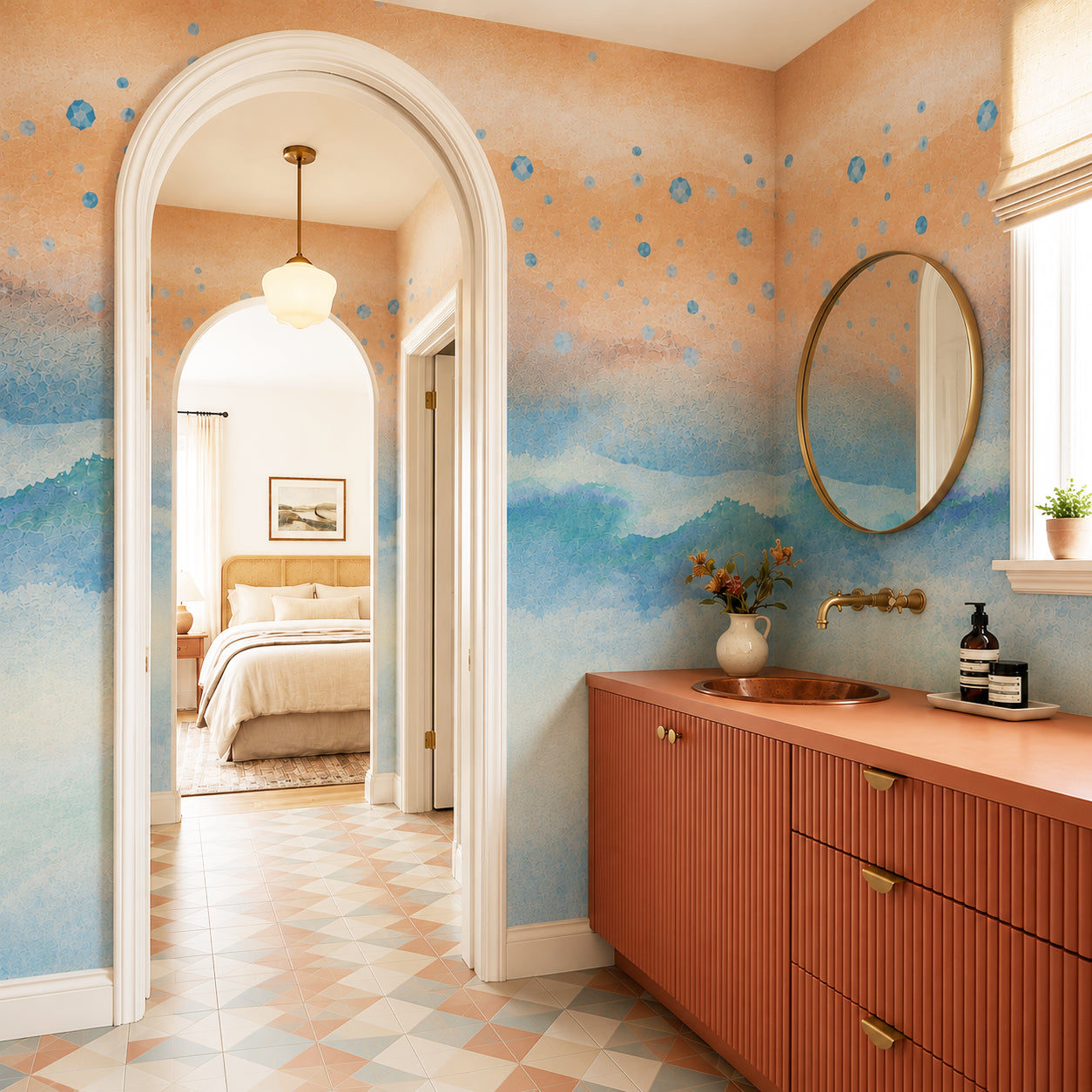 Misty Horizon | Abstract Ombre Watercolour Wall Mural