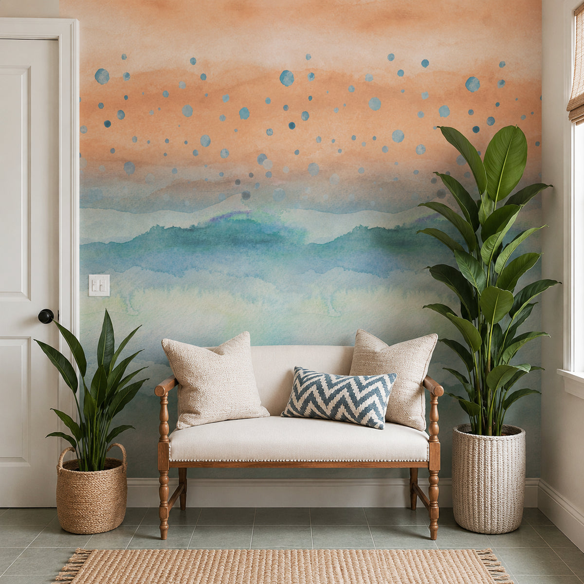 Misty Horizon | Abstract Ombre Watercolour Wall Mural