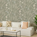 The Quiet Canopy | Botanical Trailing Vine Sage Green Floral Wallpaper