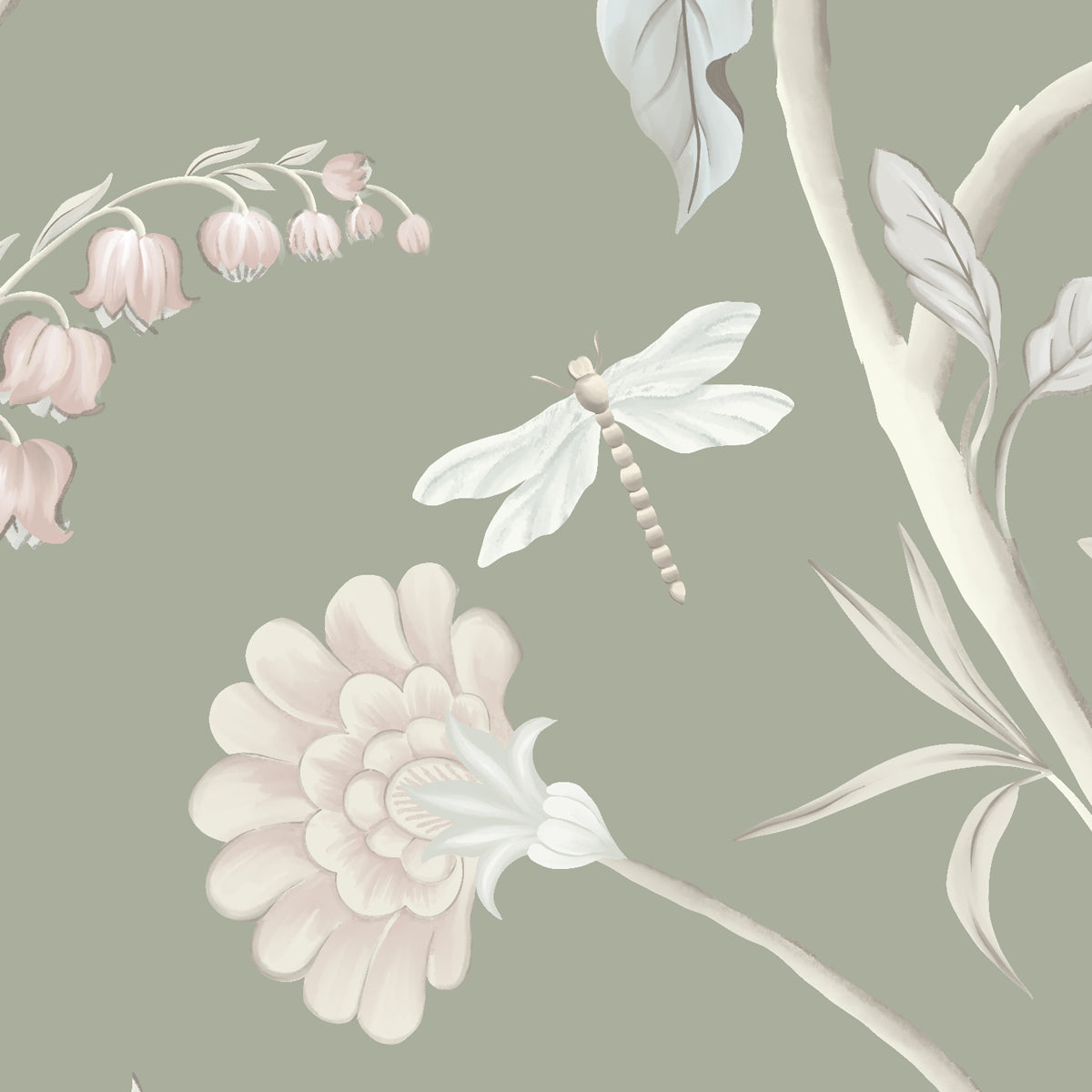 The Quiet Canopy | Botanical Trailing Vine Sage Green Floral Wallpaper
