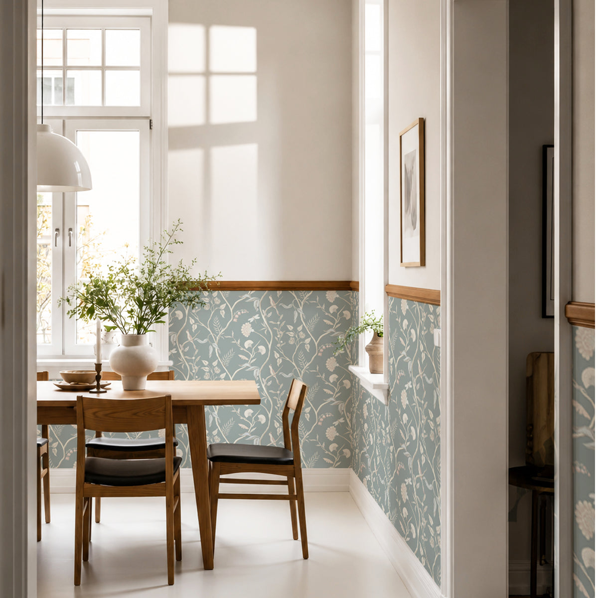 The Quiet Canopy | Botanical Trailing Vine Peel & Stick Half Wallpaper