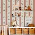 Roseline | Blush pink Floral Stripe Cottage Wallpaper