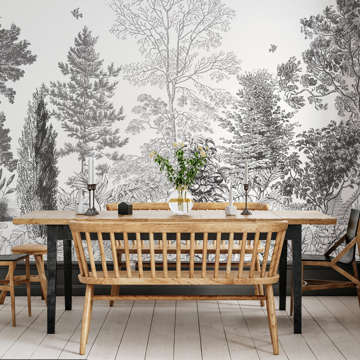 Timberland | Monochrome Forest Botanical Wall Mural