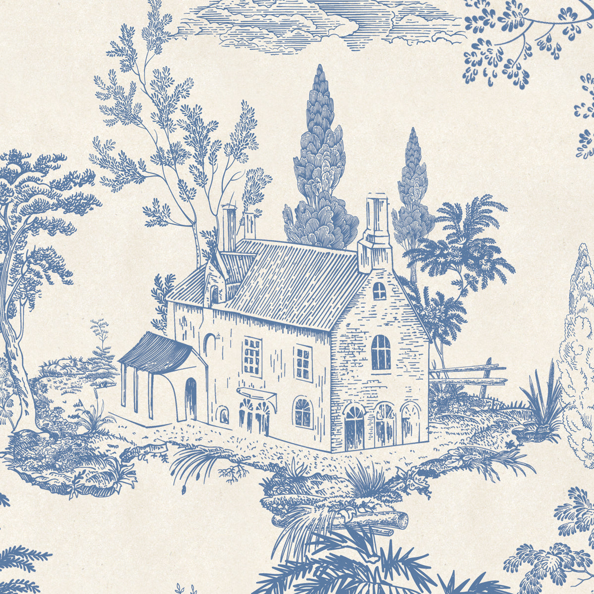 Toile Tales | Classic Country House Toile Wallpaper