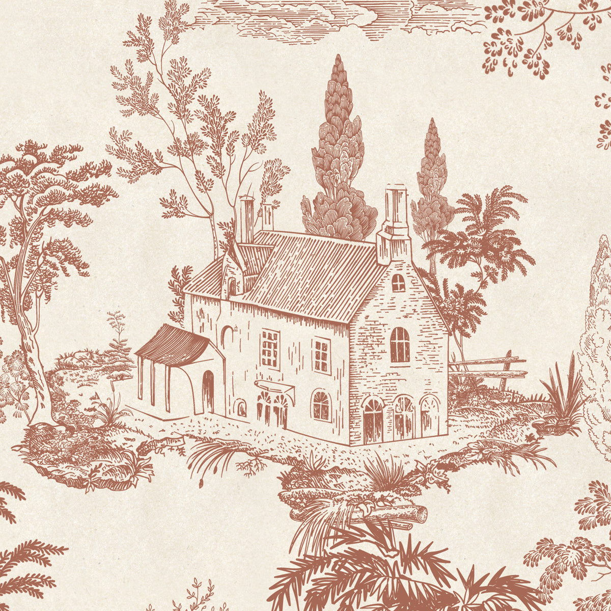 Toile Tales | Classic Country House Toile Wallpaper