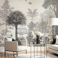 Vintage Garden | Monochrome Botanical Landscape Wall Mural