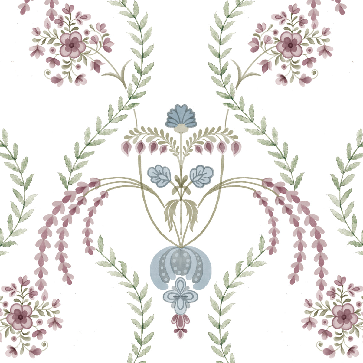 Verdant Veil | Delicate Floral Trellis Wallpaper